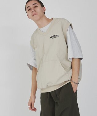 WEGO ナイロンVネックベスト ベージュ