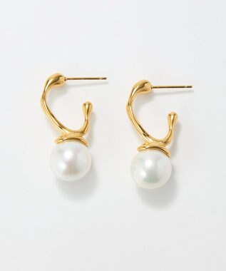 Phoebe 〈金属アレルギー対応〉リップルパールフープピアス　ゴールド/ステンレス/大ぶり/存在感◎/主役級 ゴールド