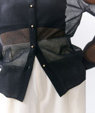 BEIGE， PYRRHOT / シアーコンビ リブカーディガン Black