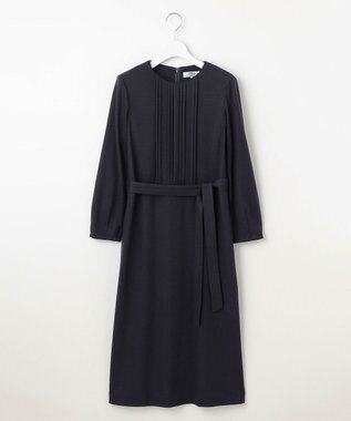 J.PRESS LADIES L 【セットアップ対応】ウールスムース タックディテール ワンピース ネイビー系