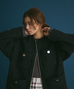 Green Parks ノーカラーＺＩＰジャコット Black