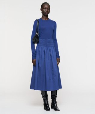 JOSEPH 【洗える】コットンサティーン　スカート Cobalt