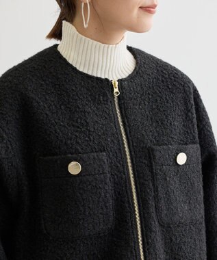 Green Parks ノーカラーＺＩＰジャコット Black