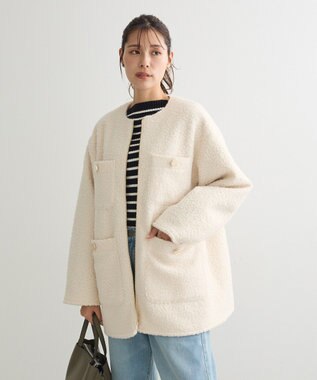 Green Parks ノーカラーＺＩＰジャコット Ivory