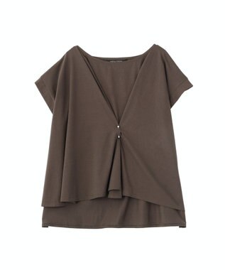 YECCA VECCA ピン付きドレープカットソー Charcoal Gray