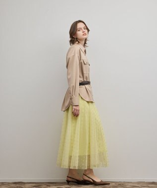 GRACE CONTINENTAL フロッキードットプリーツスカート イエロー