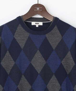 JOSEPH ABBOUD 【滑らかな肌触り/洗える】 エクストラファインメリノアーガイルクルーネック  ニット ネイビー系7