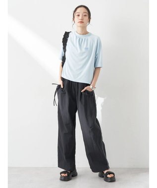 earth music&ecology スポーティー刺繍ロゴＴ Light Blue