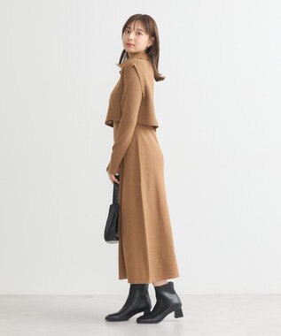 earth music&ecology ＳＥＴ２点ＺＩＰベスト＋ニットワンピース Camel