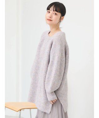 earth music&ecology ふわふわメランジチュニック Lavender