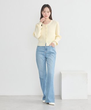 earth music&ecology ミニケーブルコンパクトカーディガン Yellow