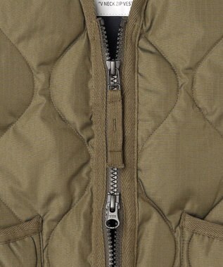 UNFILO 【120-150cm】TAION ミリタリーZIP Vネックダウンベスト(UNISEX) ダークオリーブ