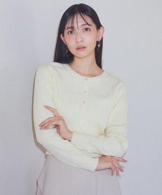 earth music&ecology ミニケーブルコンパクトカーディガン Yellow