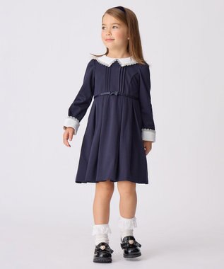 ANY KIDS レース付き きちんと ワンピース ネイビー