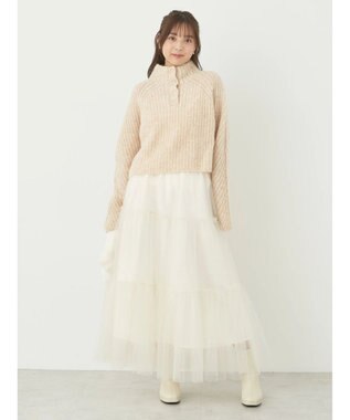 earth music&ecology フワフワＭＩＸハイネックショートニット Light Beige