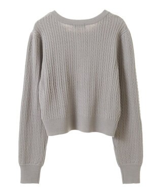 earth music&ecology ミニケーブルコンパクトカーディガン Light Gray