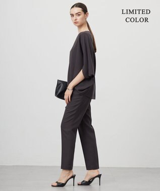 ICB L 【新色追加・WEB限定カラーあり・接触冷感・UVケア・速乾・防シワ・洗える】 FluidBackSatin  ドロストパンツ チャコール系［WEB限定］