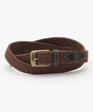 JOSEPH ABBOUD 【キングサイズ・イタリア素材・ストレッチ・日本製】 コットンメランジストレッチ ベルト ダークブラウン系