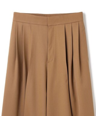 BEIGE， 【洗える】STEVIA / ウール混タックワイドパンツ Brown