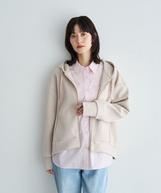 YECCA VECCA バックプリーツZIPフーディー Light Beige