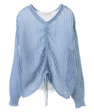 Green Parks ＳＥＴ２点２ｗａｙシャーリングニット＋インナー Sax