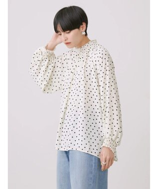 AMERICAN HOLIC ギャザーラグランサテンブラウス Dot