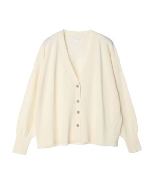 Green Parks 洗える　ステッチ入りＶネックカーディガン Off White