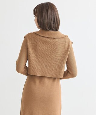 earth music&ecology ＳＥＴ２点ＺＩＰベスト＋ニットワンピース Camel