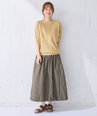 ANY 【洗濯機可/UVカット/アンチピリング】ハーフスリーブガーターニット イエロー