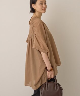 AMERICAN HOLIC イージーケア 接触冷感フレンチスリーブギャザーシャツ Mocha