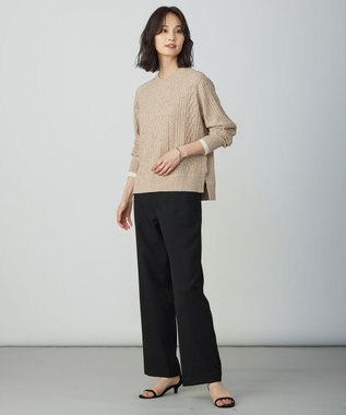 J.PRESS LADIES NEP クルーネック ケーブルニット ベージュ系