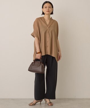 AMERICAN HOLIC イージーケア 接触冷感フレンチスリーブギャザーシャツ Mocha