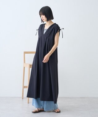 AMERICAN HOLIC 【マルチ機能】Vネックドロストショルダーワンピース Black