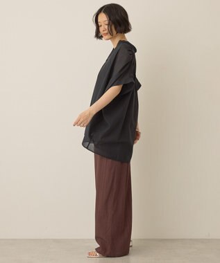 AMERICAN HOLIC イージーケア 接触冷感フレンチスリーブギャザーシャツ Black