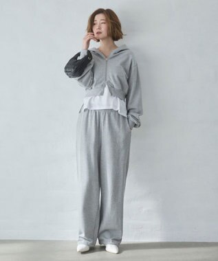 WEGO 【ウエストゴム/XSSMサイズ展開】スウェットワイドパンツ 杢グレー