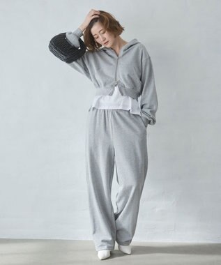 WEGO 【ウエストゴム/XSSMサイズ展開】スウェットワイドパンツ 杢グレー