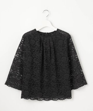 自由区 【セットアップ対応・洗える】フルールスカラレースプルオーバー ブラウス ブラック
