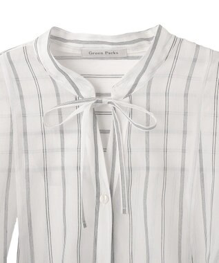 Green Parks フレアラインスキッパーブラウス Stripe