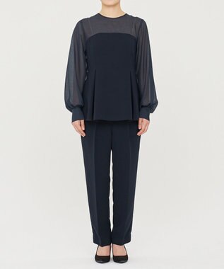 uncrave 【防シワ・洗濯機洗い可】ウォッシャブルダブルクロス ビスチェ ブラウス ネイビー