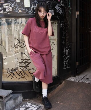 WEGO 【ユニセックス着用ITEM】ピグメントグラフィックショーツ ピンク