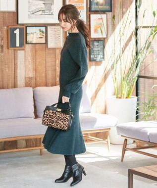 ANY SIS 【セットアップ対応】Puresleekマーメイドニット スカート ディープグリーン