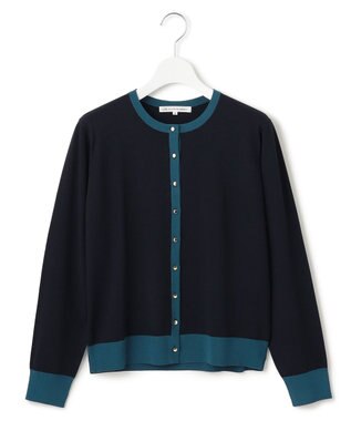 23区 S 【洗える】レーヨンポリエステルストレッチ カーディガン ネイビー×ダークブルー
