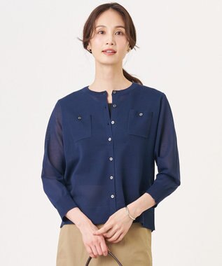 J.PRESS LADIES 【シーンレスに活躍】SHEER GLOSS KNIT クルーネック カーディガン