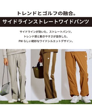 PW CIRCULUS 【MEN】サイドラインストレートワイドパンツ ゴルフ ベージュ系