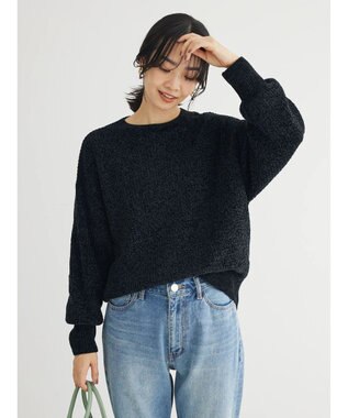 Green Parks ベロアモールニットプルオーバー Black