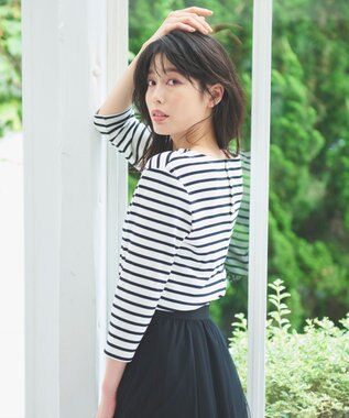 ANY L 【接触冷感/UVケア】バックパール Tシャツ ボーダー