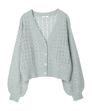 earth music&ecology 透かし編みテープヤーンカーディガン Pink