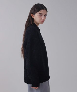 WEGO 【ユニセックス着用ITEM】ベロアモールワンポイントZIPカーディガン ブラック