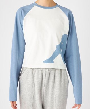 OP／FILA 【Kappa】ショート丈 シルエットロゴ ラグランロンT ブルー