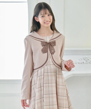 ANY KIDS ジャケット付き チェック ワンピース ピンクベージュ
